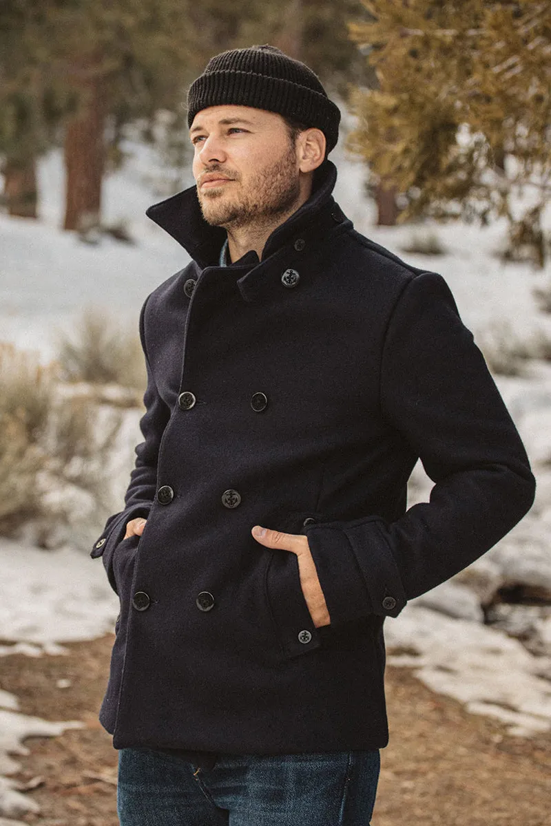 The Mallet Peacoat 21oz Melton Wool - Navy