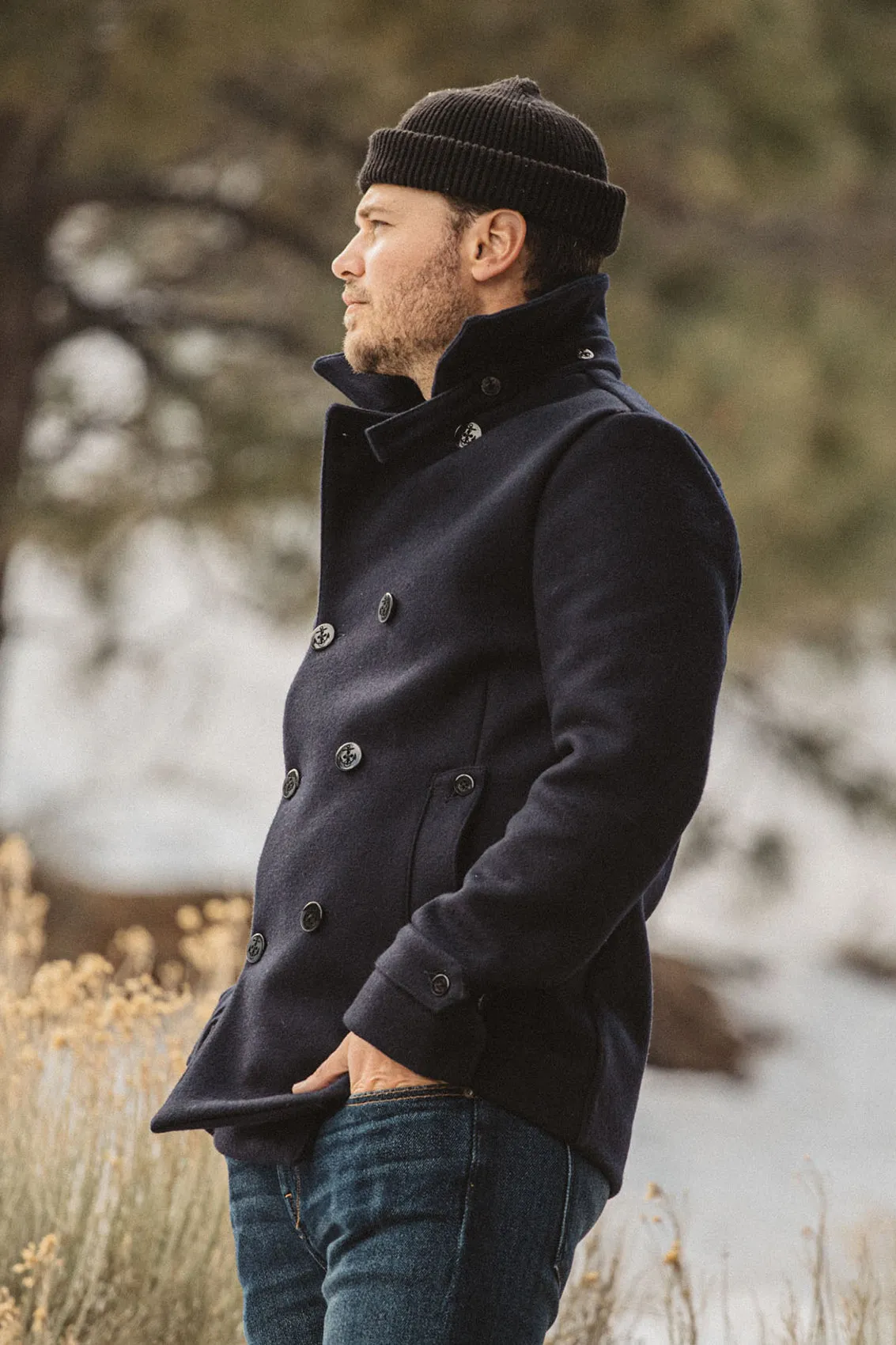 The Mallet Peacoat 21oz Melton Wool - Navy