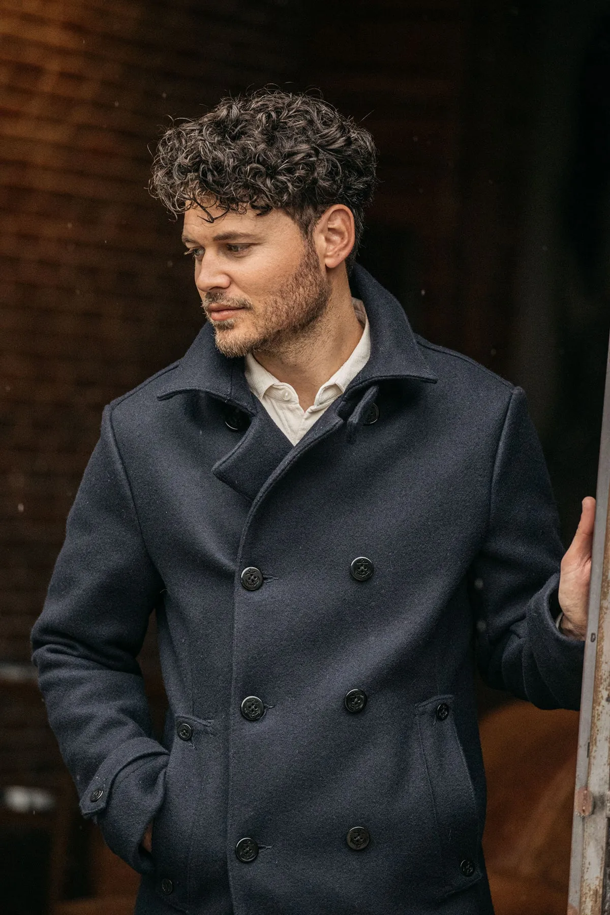 The Mallet Peacoat 21oz Melton Wool - Navy