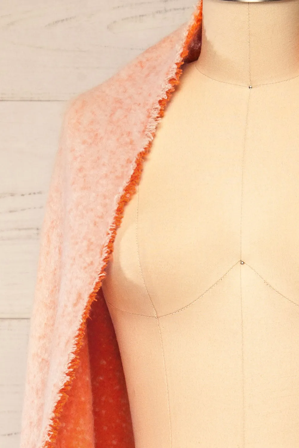 Tostado Orange | Soft Fuzzy Knitted Orange & Beige Scarf