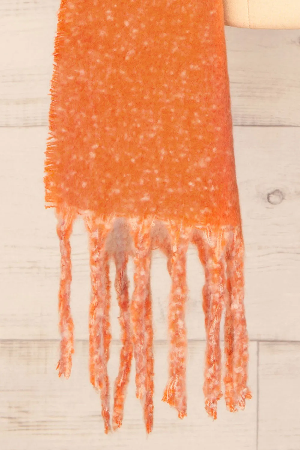 Tostado Orange | Soft Fuzzy Knitted Orange & Beige Scarf