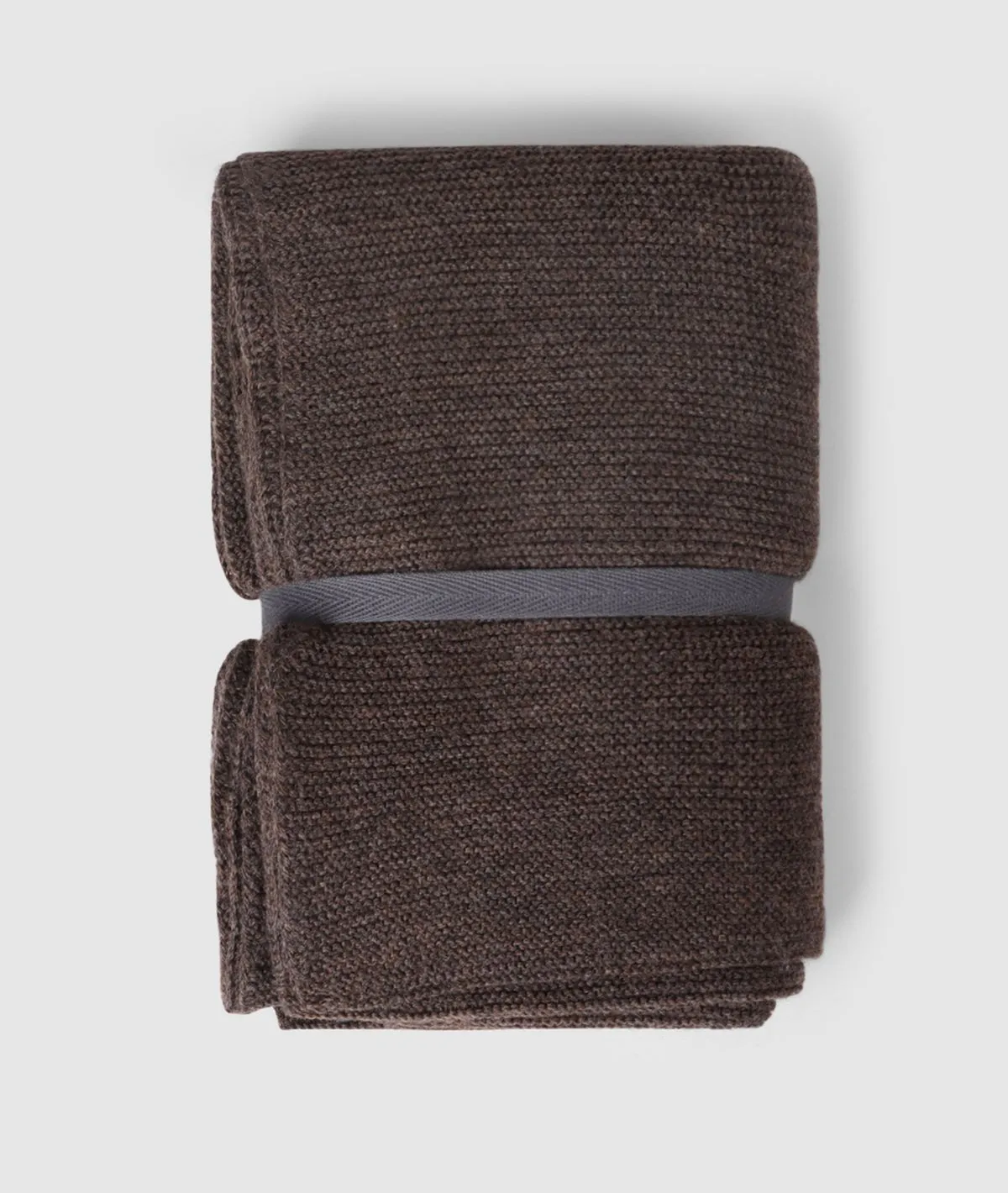 Transfer Knit Pure Merino Wool Scarf (Dark Brown Melange)