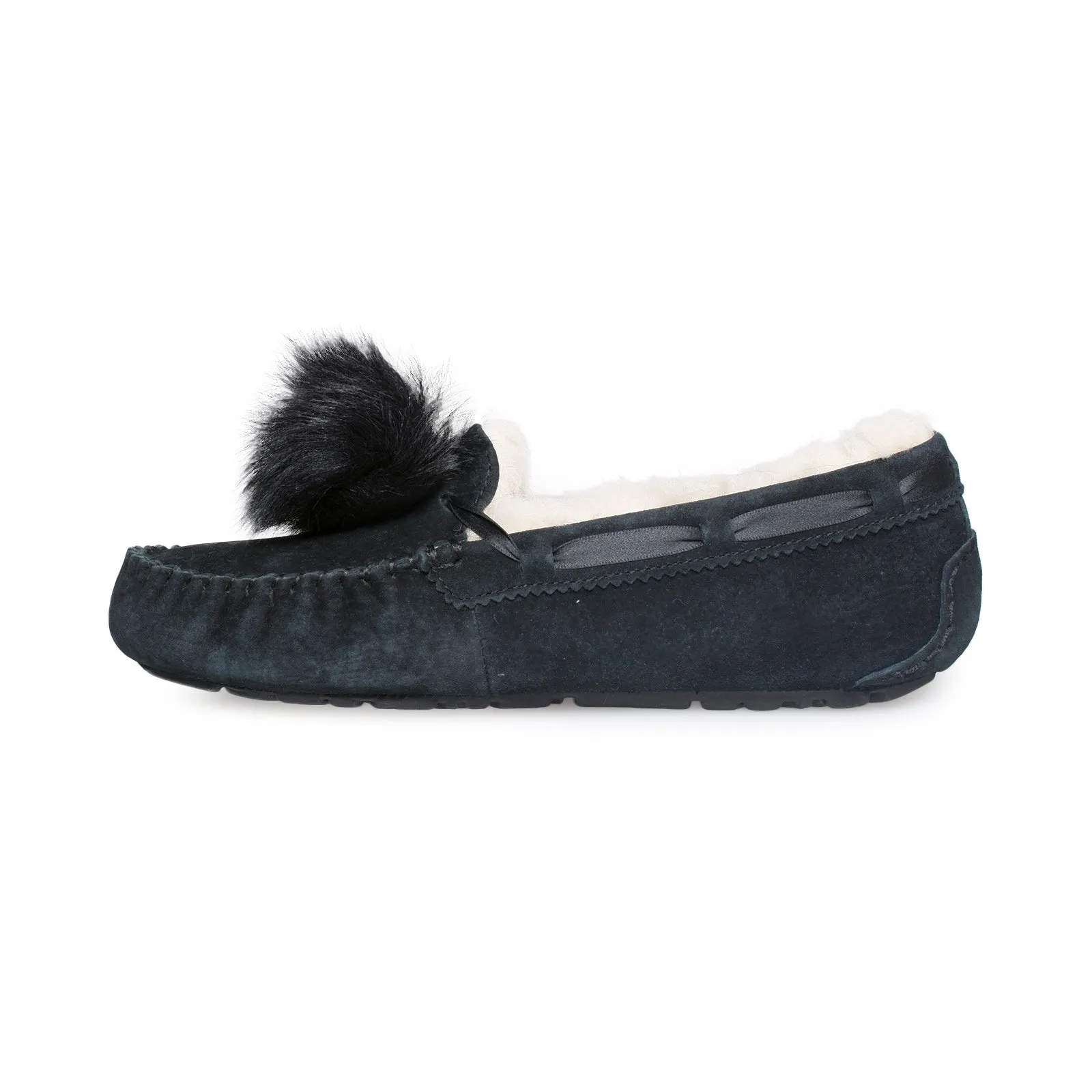 UGG Dakota Pom Pom Black Slippers