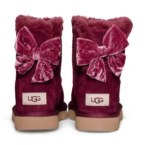 UGG Mini Bailey Bow Crushed Velvet Wild Grape Boots - Women's