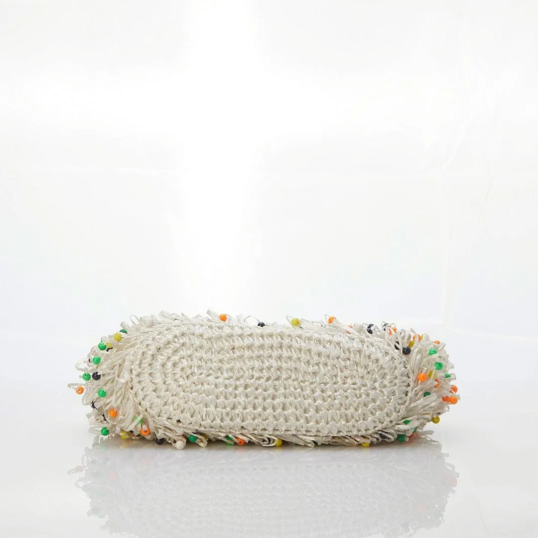 Vintage Beaded 1960's White Handbag