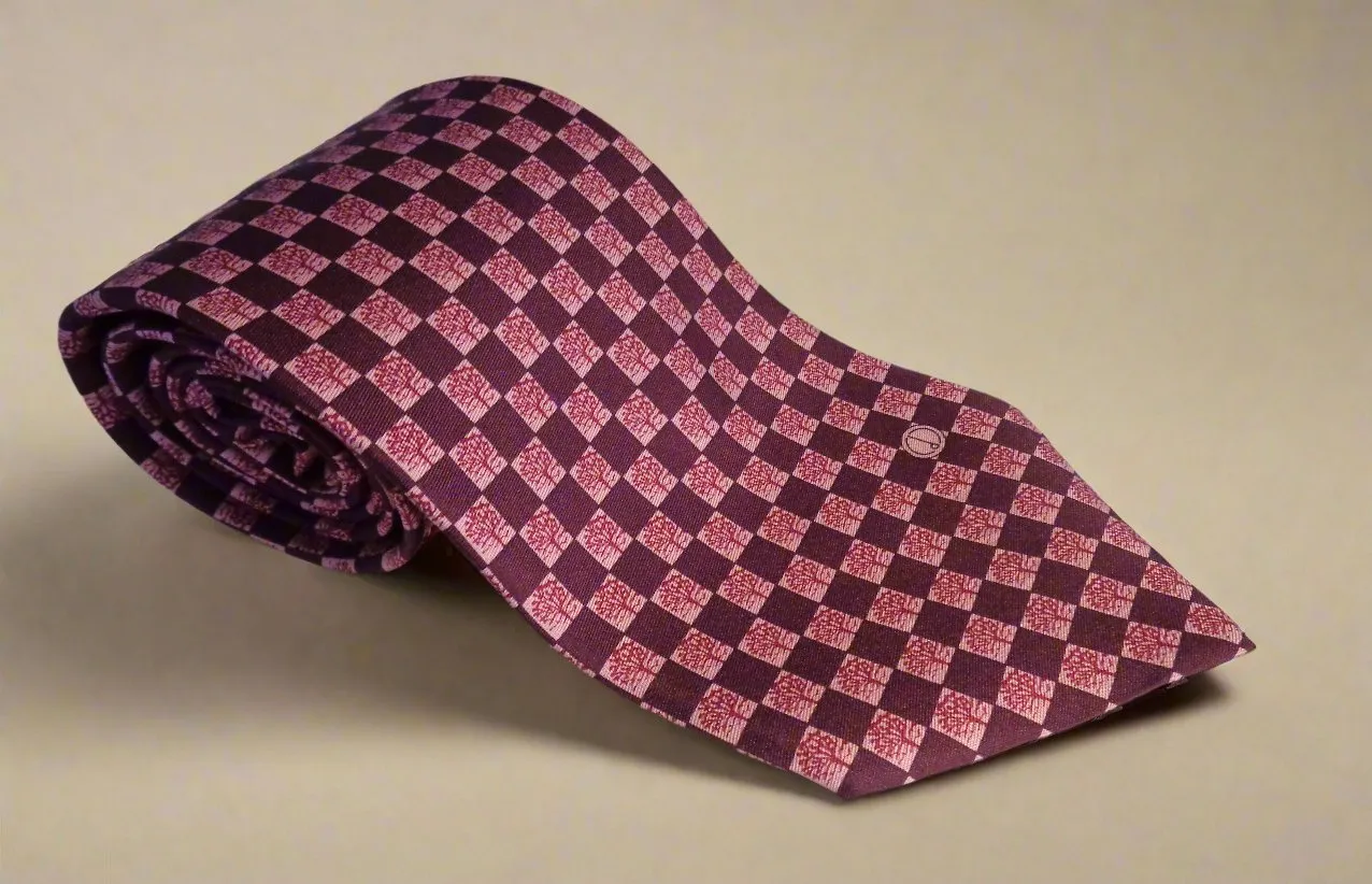 Vintage Dunhill Silk Tie With Dark Purple and Pale Purple Squares