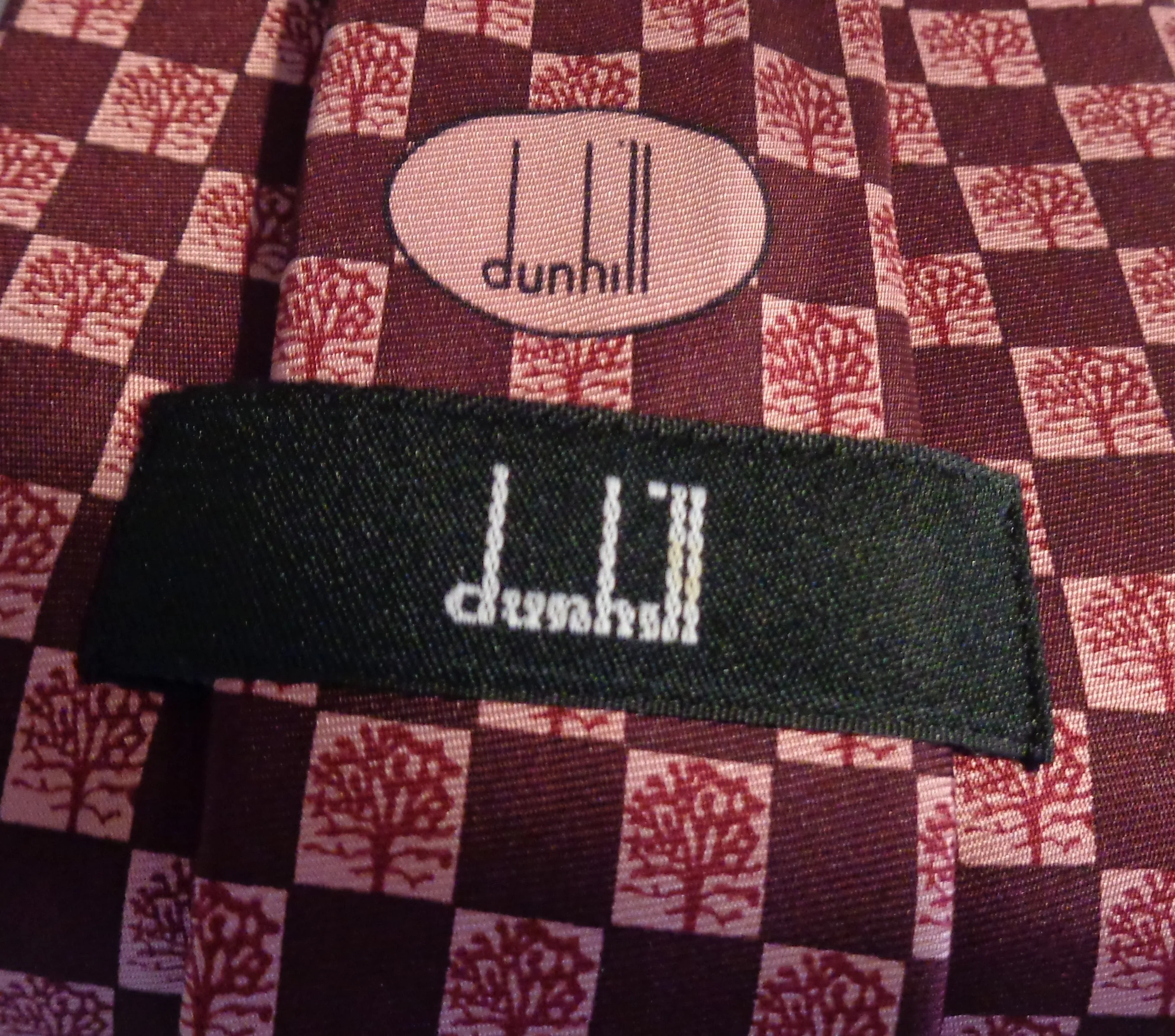 Vintage Dunhill Silk Tie With Dark Purple and Pale Purple Squares