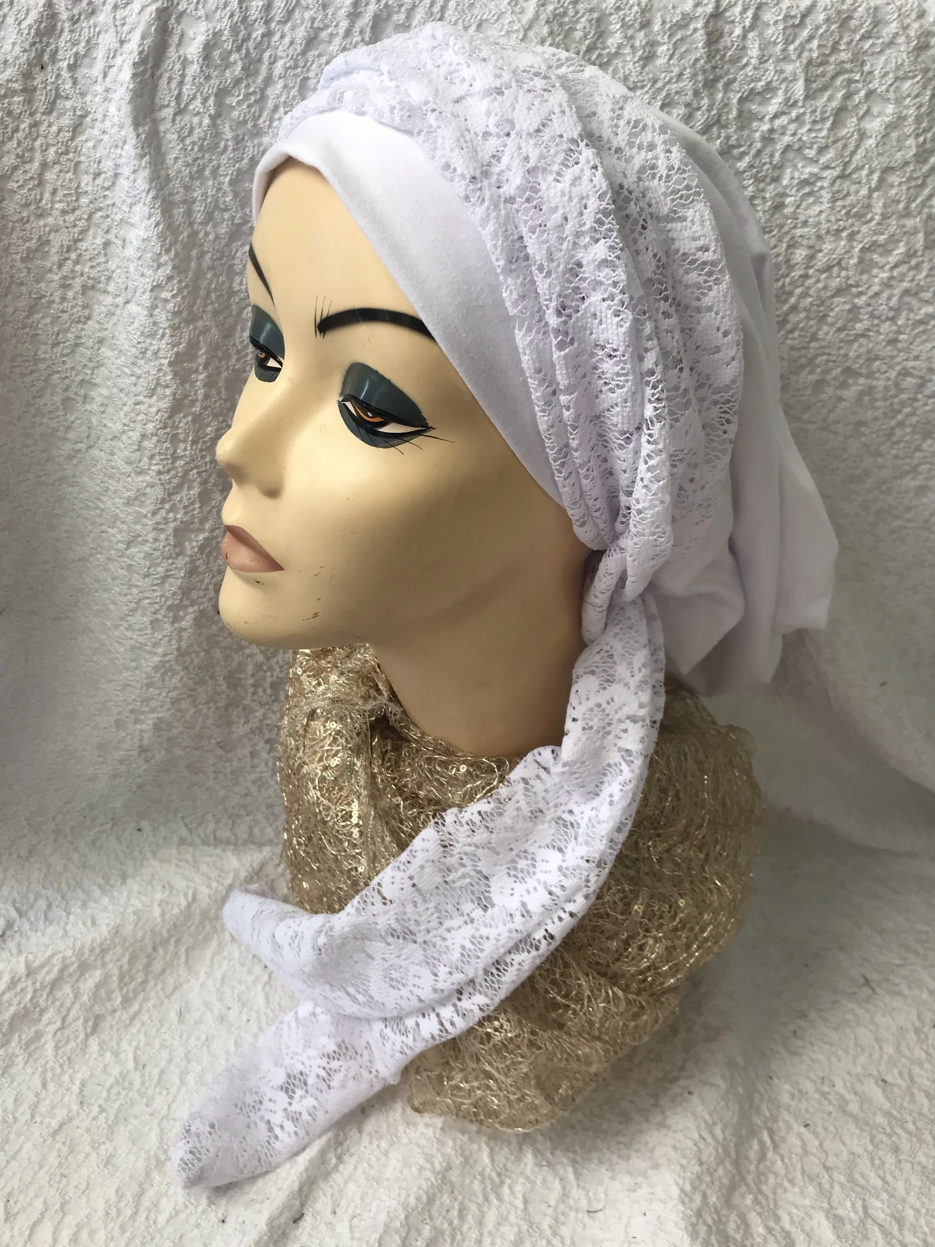 White Head Scarf Snood Hijab Tichel for Jewish Muslim and Christian Women | Made in USA