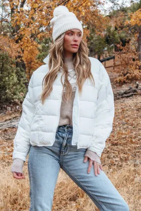 White Zip Up Puffer Jacket