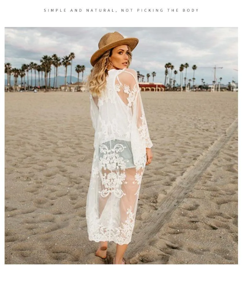 Women Summer Lace Beach Kimono Cardigan 