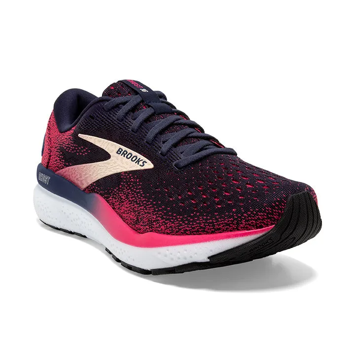 Women's Brooks Ghost 16 1204071B422 Color: Peacoat/Raspberry/Apricot