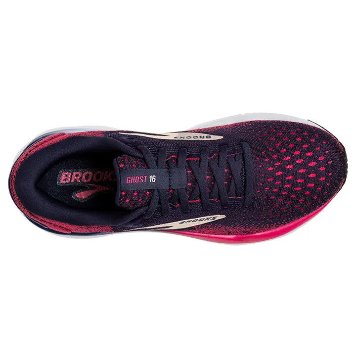 Women's Brooks Ghost 16 1204071B422 Color: Peacoat/Raspberry/Apricot