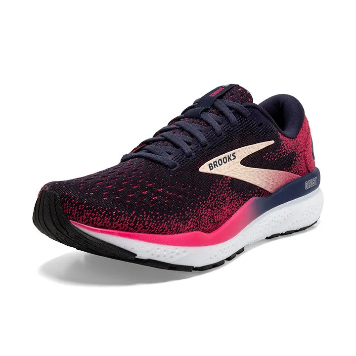 Women's Brooks Ghost 16 Narrow 1204072A422 Color: Peacoat/Raspberry/Apricot